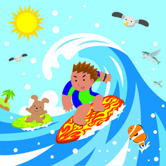 サーフィンをする男性