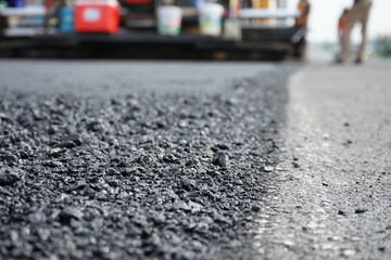 Road construction blur By heavy machinery