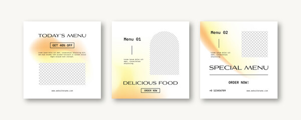 Food restaurant social media post with gradient. Restaurant banner template. Food social media post.