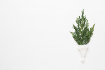 Christmas composition. Christmas decorations on white background. Flat lay, top view.