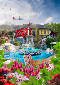 Kütahya City Tourism collage image including nature historical places and as a vacation destination