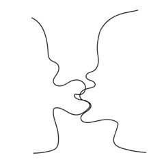 One Line Drawing Woman Face. Beauty Female Portrait