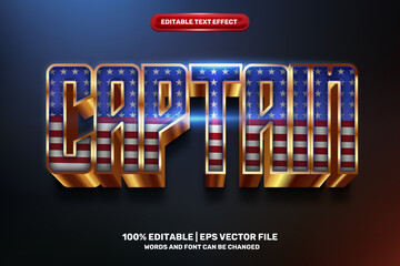 Captain hero movies black gold 3D Editable text Effect Style