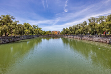 Fototapeta premium An Dinh palace view from near the Imperial City with the Purple Forbidden City within the Citadel in Hue, Vietnam. 
