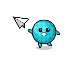 spiky ball cartoon character throwing paper airplane