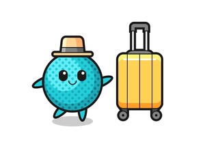 Obraz na płótnie Canvas spiky ball cartoon illustration with luggage on vacation