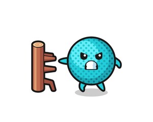 spiky ball cartoon illustration as a karate fighter