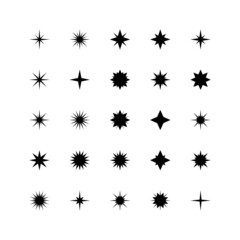 Fototapeta na wymiar Set of stars icons. Collection of design elements. Decorative symbols. Vector illustration. 