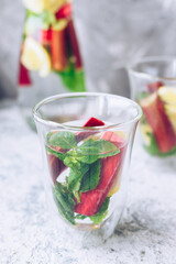 Summer refreshing drink with rhubarb
