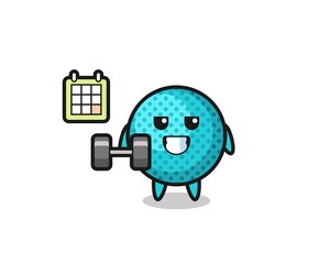 Fototapeta premium spiky ball mascot cartoon doing fitness with dumbbell