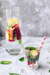 Summer refreshing drink with rhubarb