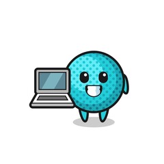 Mascot Illustration of spiky ball with a laptop
