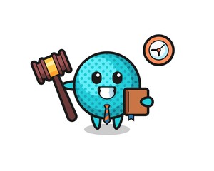 Mascot cartoon of spiky ball as a judge