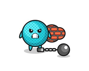 Fototapeta premium Character mascot of spiky ball as a prisoner
