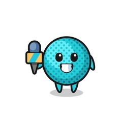 Character mascot of spiky ball as a news reporter