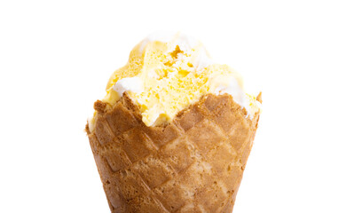ice cream in waffle cone isolated