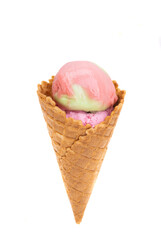 ice cream in waffle cone isolated