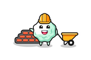 Cartoon character of chewing gum as a builder