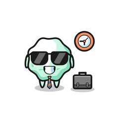 Cartoon mascot of chewing gum as a businessman
