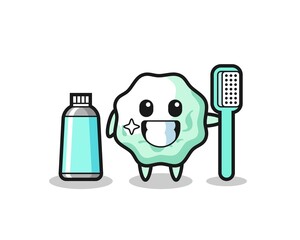 Mascot Illustration of chewing gum with a toothbrush