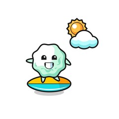Illustration of chewing gum cartoon do surfing on the beach