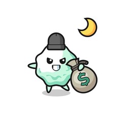 Illustration of chewing gum cartoon is stolen the money