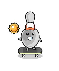 spoon character illustration ride a skateboard