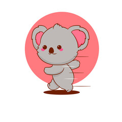 Cute koala bear running. Cartoon mascot illustration