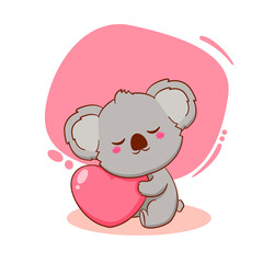 Fototapeta na wymiar Cute koala bear hugging love. Cartoon mascot character.