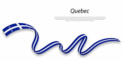 Waving ribbon or stripe with flag of Quebec