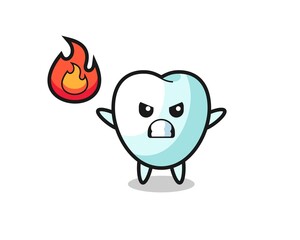 tooth character cartoon with angry gesture