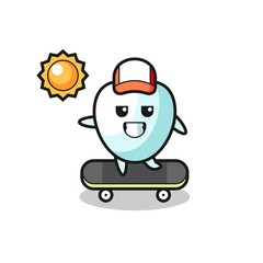 tooth character illustration ride a skateboard