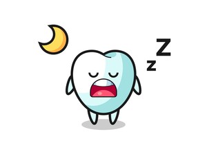 tooth character illustration sleeping at night