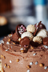 Chocolate Cake With Sweets For Decoration