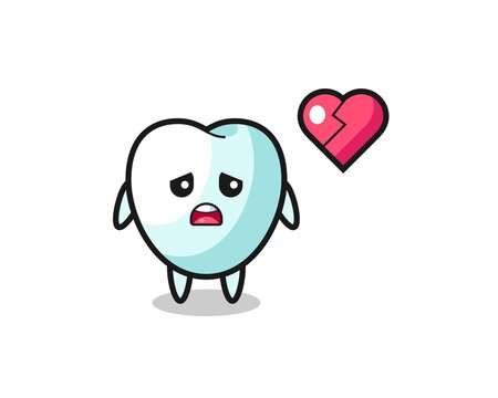 tooth cartoon illustration is broken heart