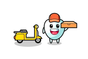 Character Illustration of tooth as a pizza deliveryman