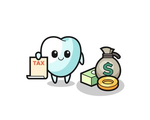 Character cartoon of tooth as a accountant