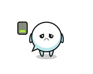 speech bubble mascot character doing a tired gesture