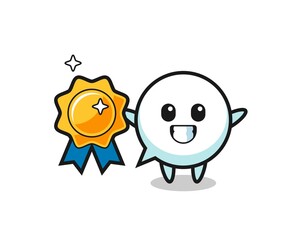Fototapeta premium speech bubble mascot illustration holding a golden badge