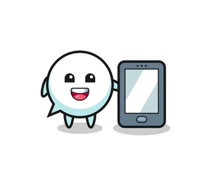 speech bubble illustration cartoon holding a smartphone