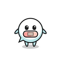 Cartoon Illustration of speech bubble with tape on mouth
