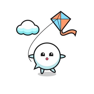 speech bubble mascot illustration is playing kite