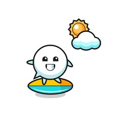 Illustration of speech bubble cartoon do surfing on the beach