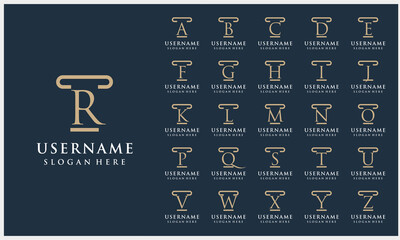 Set of Elegant Initial pillar, Law firm, attorney logo Template