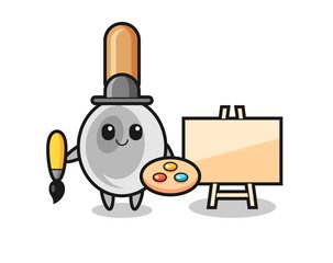 Illustration of cooking spoon mascot as a painter
