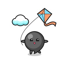 comma symbol mascot illustration is playing kite
