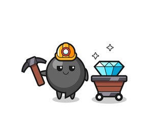 Character Illustration of comma symbol as a miner