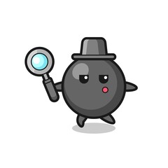 dot symbol cartoon character searching with a magnifying glass