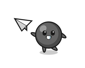 dot symbol cartoon character throwing paper airplane