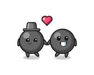 dot symbol cartoon character couple with fall in love gesture